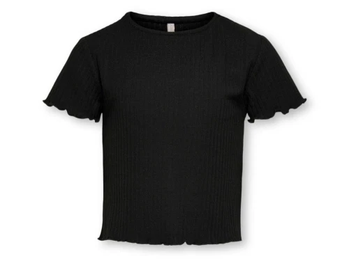 Kids ONLY sort top med korte ærmer og flæsedetaljer forfra