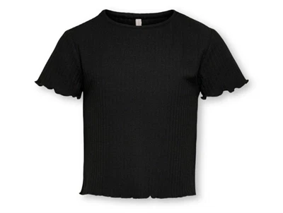 Kids ONLY sort top med korte ærmer og flæsedetaljer forfra