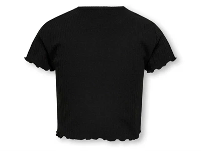 Kids ONLY sort top med korte ærmer og flæsedetaljer bagfra