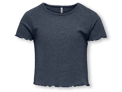 Kids ONLY t-shirt i ombre blue med flæsedetaljer forfra