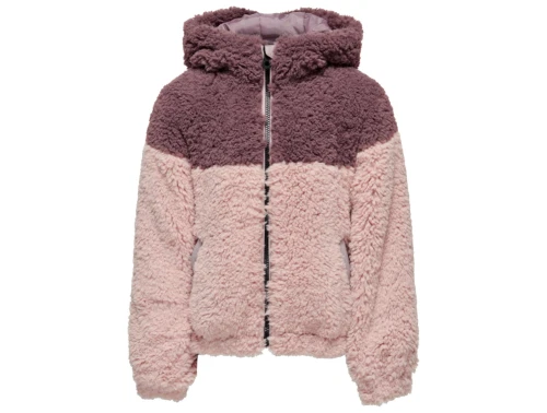Kids ONLY rose brown/rose smoke teddy hooded overgangsjakke