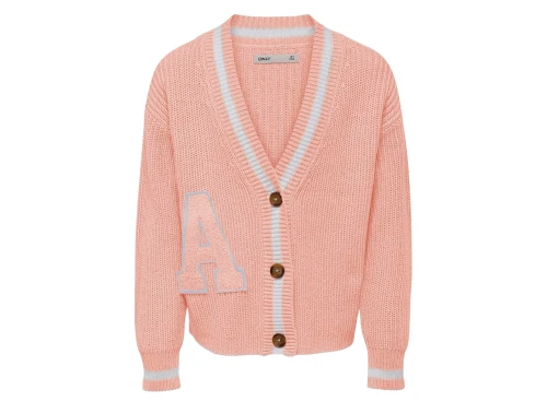 Kids ONLY tropical peach w. cloud dancer stripe cardigan