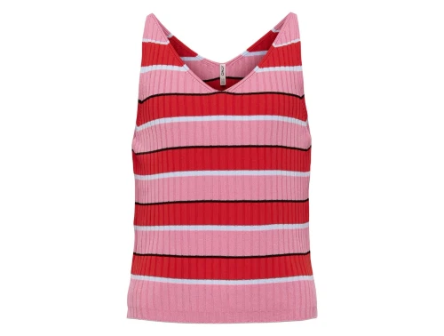 Kids ONLY candy pink/treu red/black stribet top