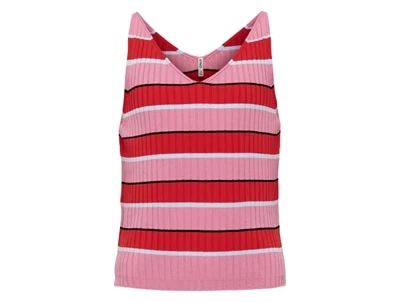 Kids ONLY candy pink/treu red/black stribet top