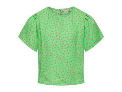 Kids ONLY summer green/w. sugar plum geo hearts printet top