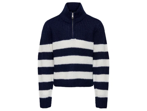 Kids ONLY maritime blue/cloud dancer stribet zip pullover striktrøje