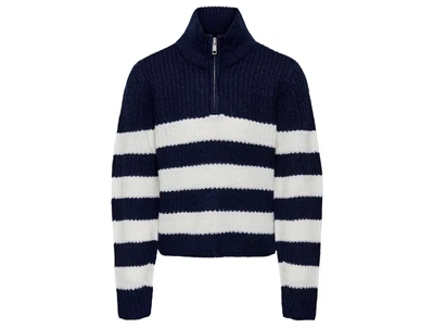 Kids ONLY maritime blue/cloud dancer stribet zip pullover striktrøje