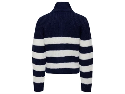 Kids ONLY maritime blue/cloud dancer stribet zip pullover striktrøje