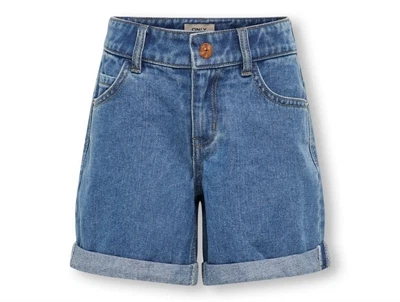 Kids ONLY shorts i blå denim med opsmøg foran