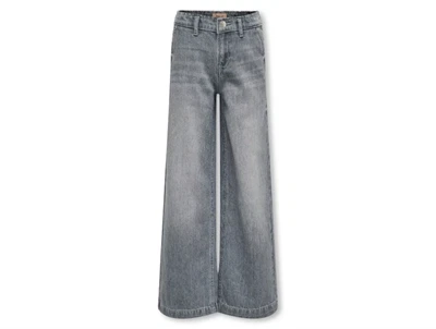 Kids ONLY wide leg jeans i medium grey denim forfra