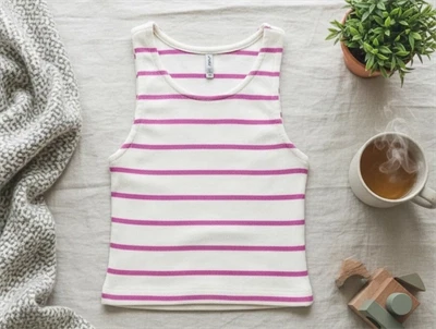 Kids ONLY strawberry pink/cloud dancer stribet short top