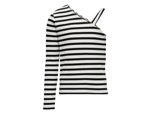 Kids ONLY cloud dancer/black stribet one shoulder top