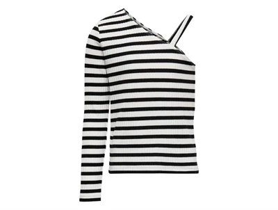 Kids ONLY cloud dancer/black stribet one shoulder top