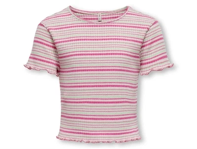 Kids ONLY strawberry pink/cloud dancer stribet boxy top