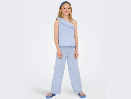 Kids Only Smilla stripe bukser i lys blå nuance med smalle striber