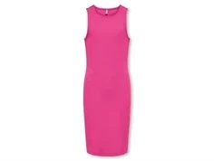 kids only midikjole i fuchsia med tætsiddende pasform, set forfra