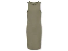 kids only midikjole i grøn med tætsiddende pasform, set forfra