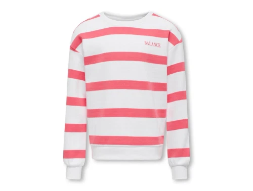 Kids ONLY bright white/coral paradise stribet sweatshirt