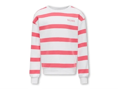 Kids ONLY bright white/coral paradise stribet sweatshirt