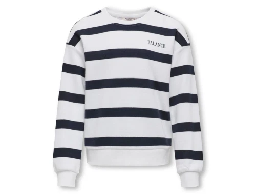 Kids ONLY bright white/night sky stribet sweatshirt