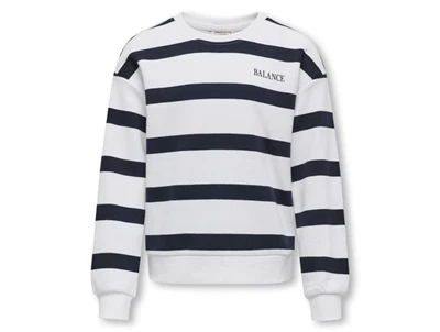 Kids ONLY bright white/night sky stribet sweatshirt