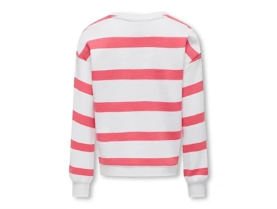 Kids ONLY bright white/coral paradise stribet sweatshirt