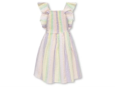 Kids ONLY cloud dancer/multi colour stribet seersucker kjole