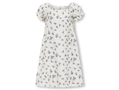 Kids ONLY cloud dancer/black flower printet kjole