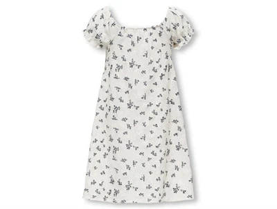 Kids ONLY cloud dancer/black flower printet kjole