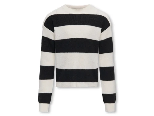 Kids ONLY striktrøje i cloud dancer med sorte striber forfra