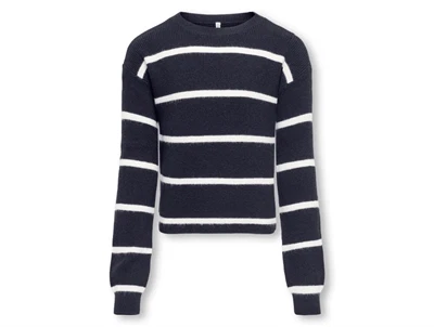 Kids ONLY striktrøje i night sky med smalle hvide striber forfra