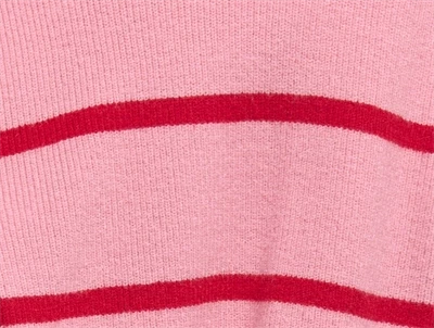 Kids ONLY striktrøje i sea pink med smalle røde striber detalje