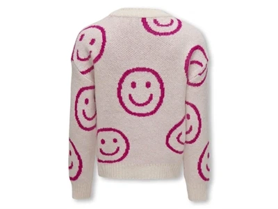 Kids ONLY birch/fuchsia purple happie pullover striktrøje