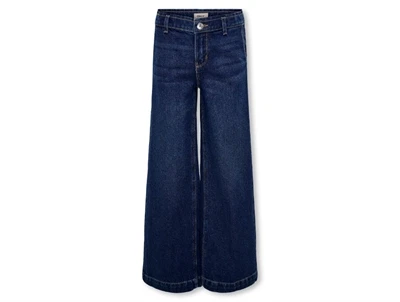 Kids ONLY flared jeans i dark blue denim forfra