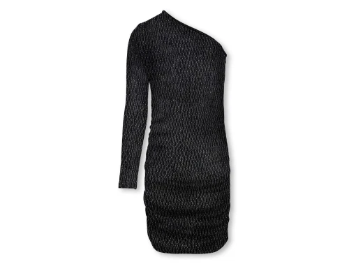 KIDS ONLY kjole black lurex silver med én skulder til piger