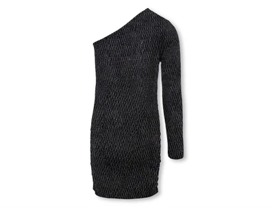 KIDS ONLY kjole black lurex silver med én skulder til piger bagfra