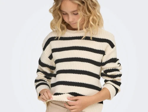 Kids Only striktrøje eggnog black med striber