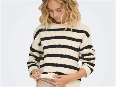 Kids Only striktrøje eggnog black med striber