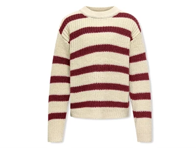 Kids Only striktrøje eggnog cabernet med striber