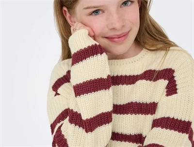 Kids Only striktrøje eggnog cabernet med striber