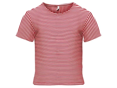 Kids ONLY cloud dancer/equestrian red stribet top