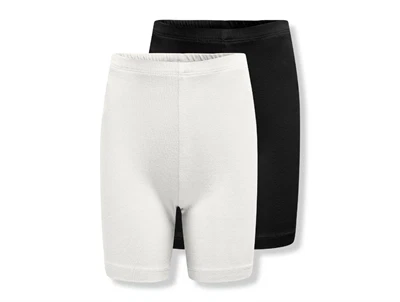 Kids ONLY shorts i sort og råhvid 2 pak med tætsiddende pasform