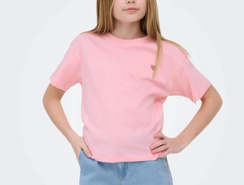 Kids Only t-shirt romance rose med hjerte broderi
