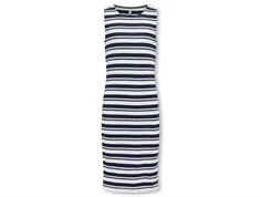 kids only lang kjole i mørkeblå og hvid med striber, set forfra