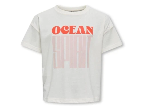 kids only t-shirt i hvid med rødt ocean spirit print, set forfra