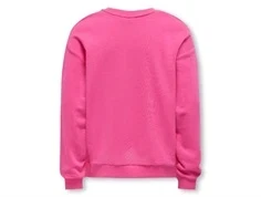 bagside af pink sweatshirt fra kids only uden print, med lange ærmer og ribkanter