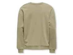 bagside af støvet grøn sweatshirt fra kids only med dropped shoulders og ribkanter