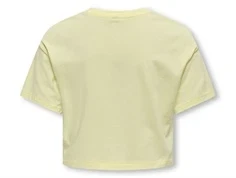 bagside af gul t-shirt fra kids only med løstsiddende pasform og korte ærmer