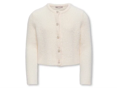 KIDS ONLY cardigan i råhvid nuance med perleknapper foran