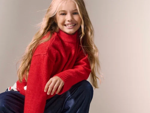 KIDS ONLY rød striktrøje med høj hals foran på barn